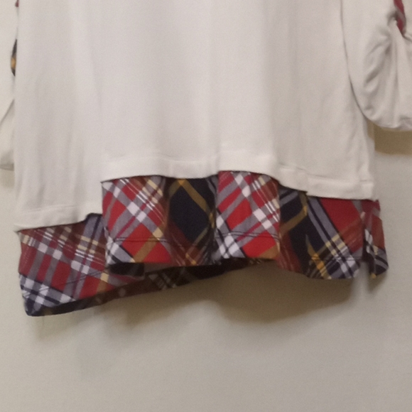Ali Miles Cowl Neck Tunic with Plaid Trim - Picture 7 of 15